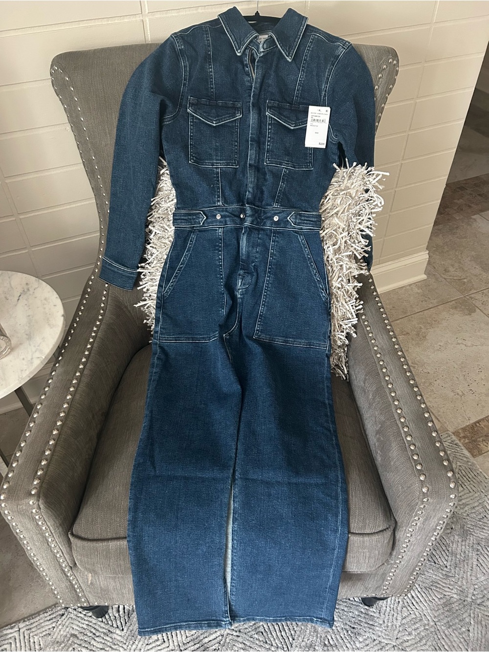 Good American Dark Blue Denim Utility Dress